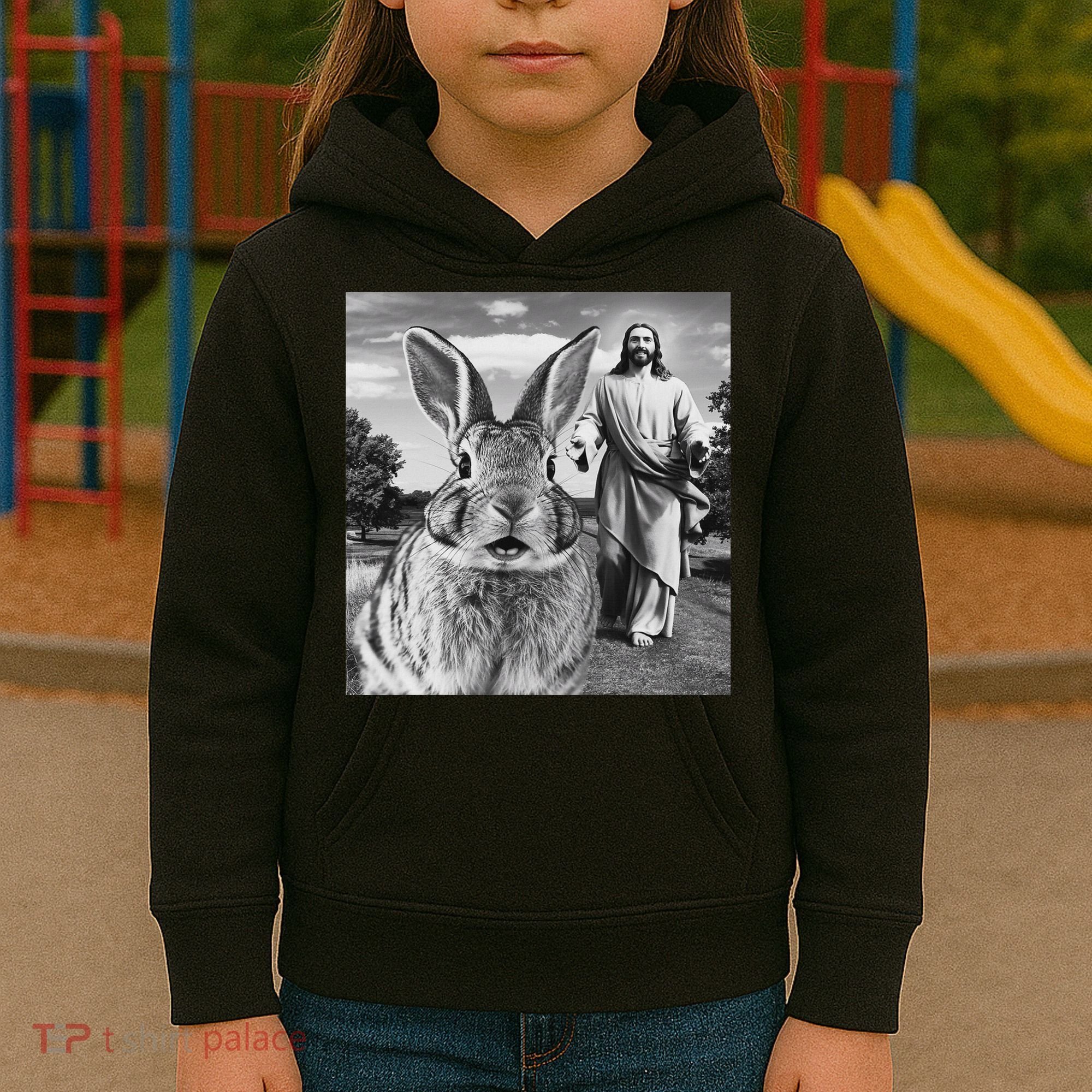 Happy Easter Day Bunny Selfie Christian Easter Women Kids Hoodie