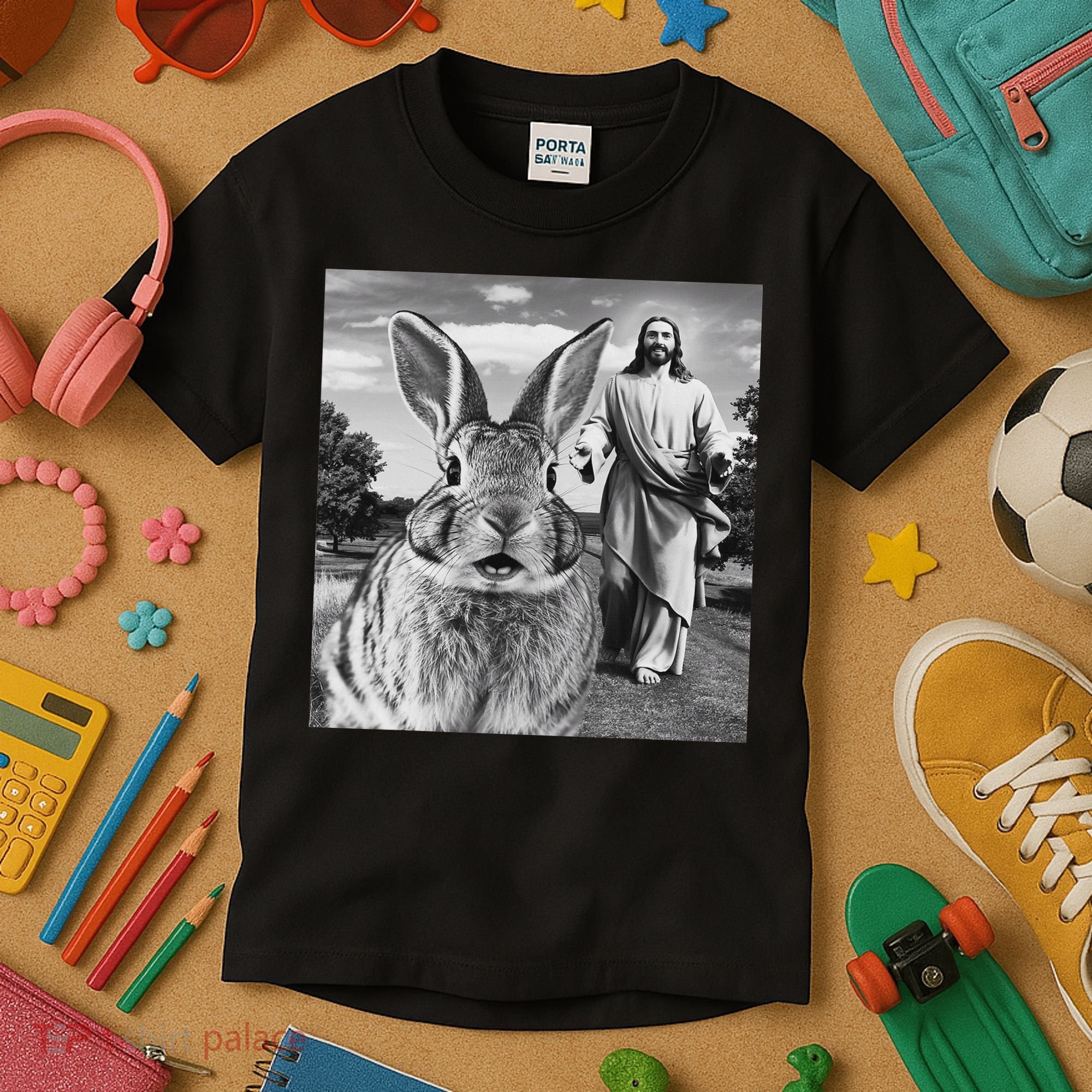 Happy Easter Day Bunny Selfie Christian Easter Women Kids T-Shirt