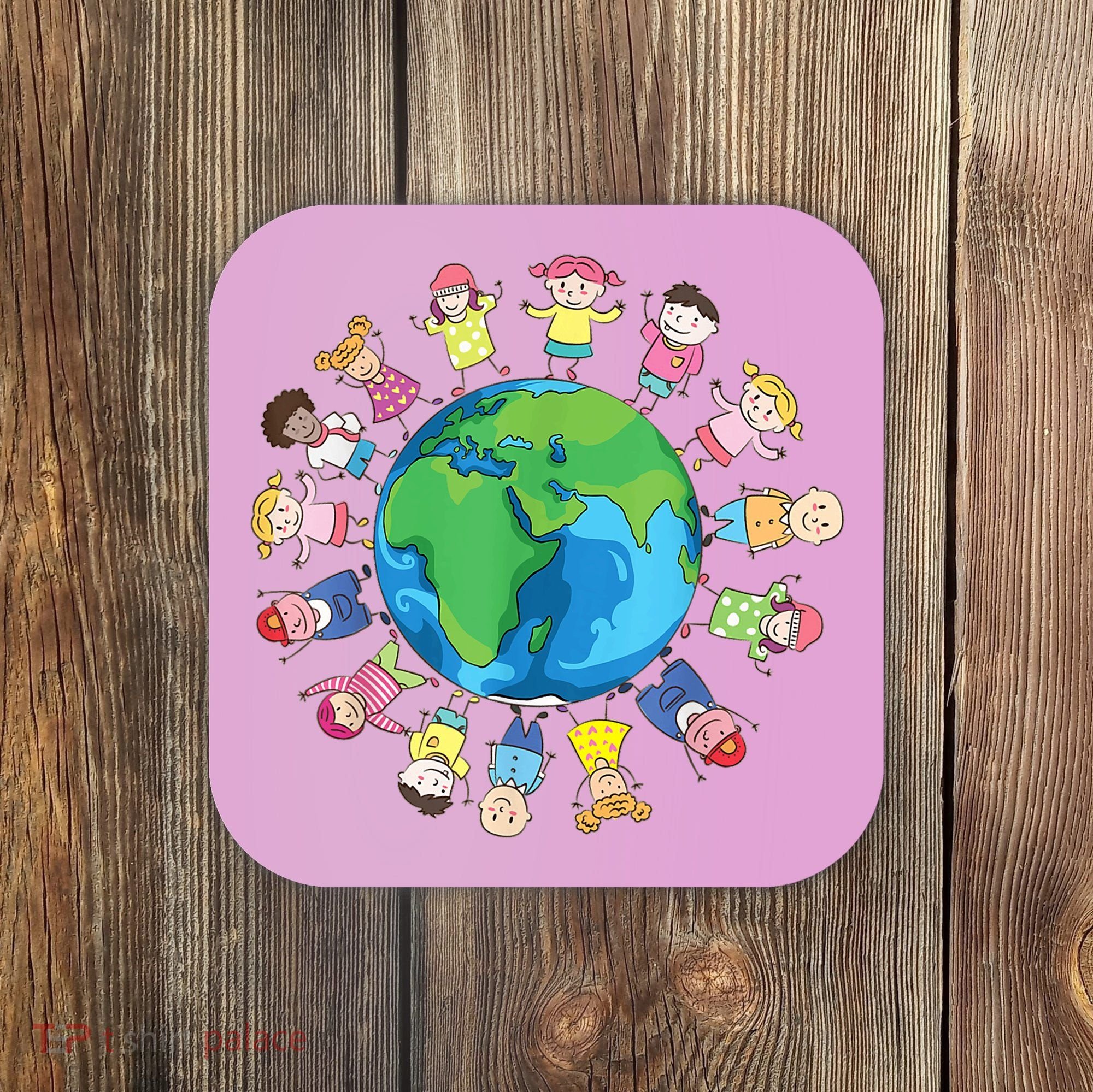 Happy Earth Day Children Around The World Coaster