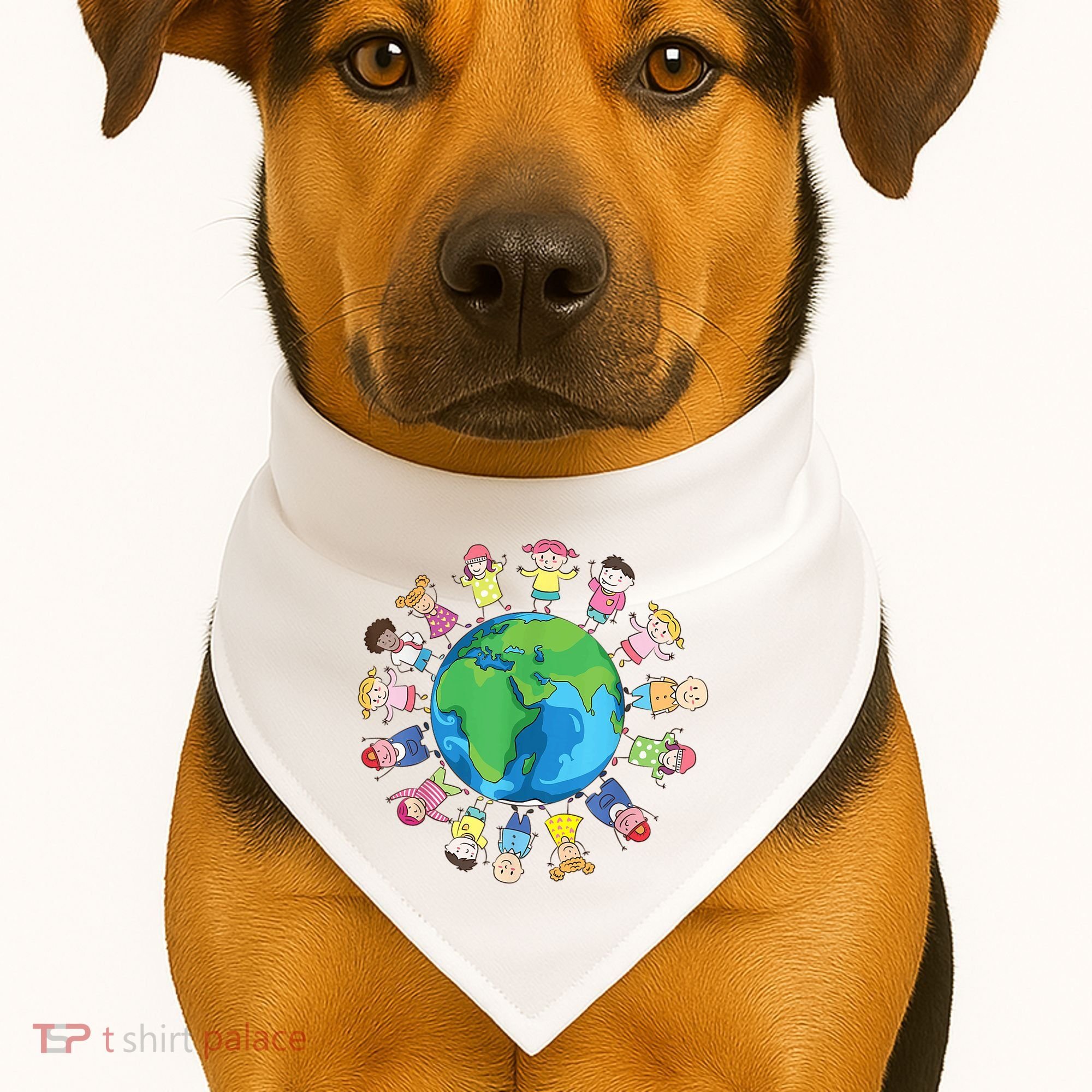 Happy Earth Day Children Around The World USA-Made Doggie Bandana