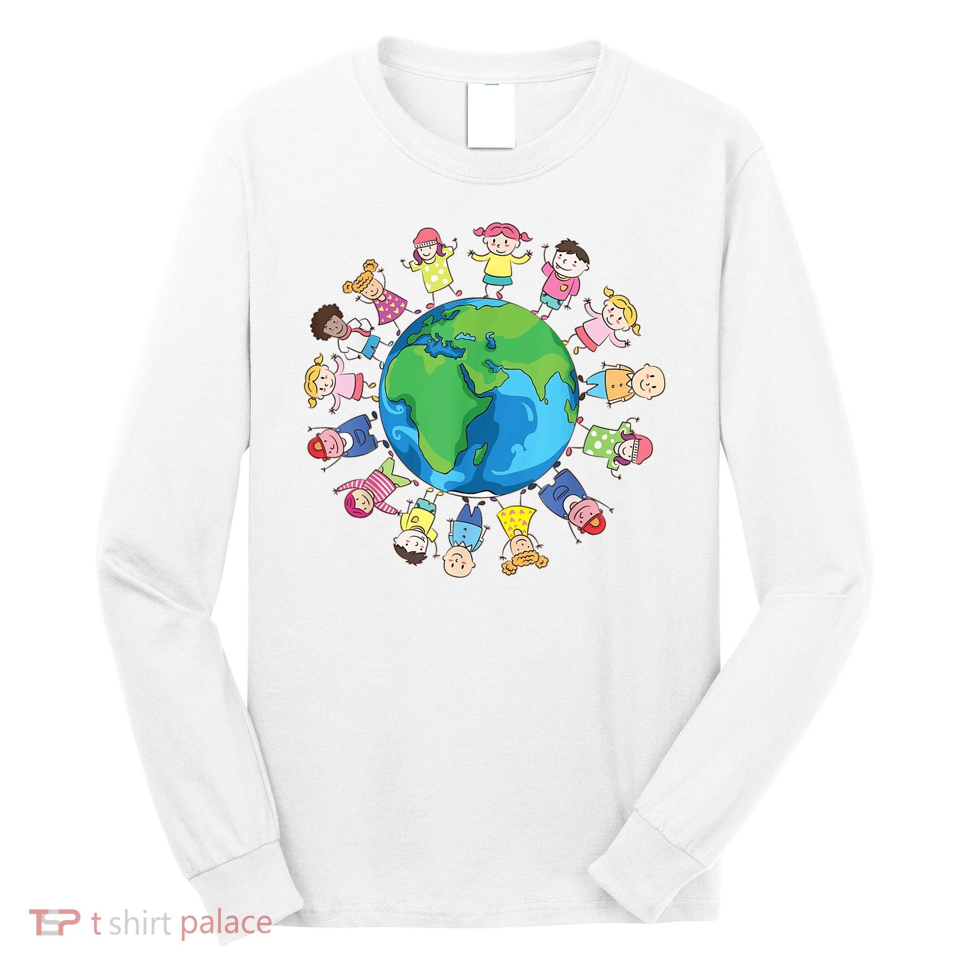 Happy Earth Day Children Around The World Long Sleeve Shirt