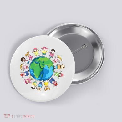 Happy Earth Day Children Around The World Button