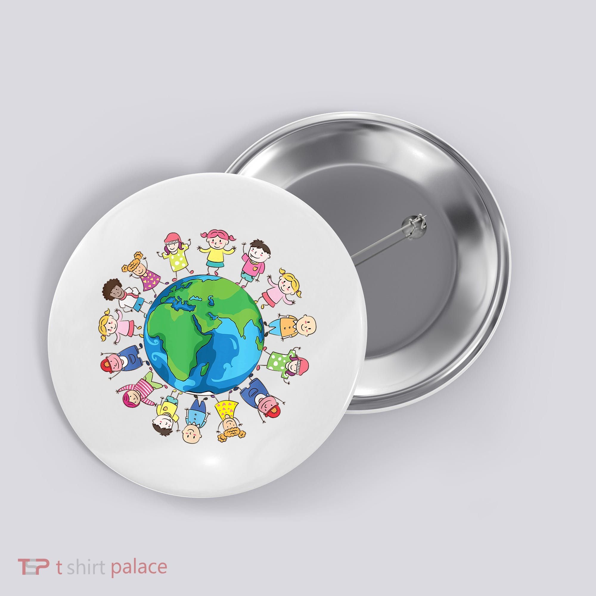 Happy Earth Day Children Around The World Button