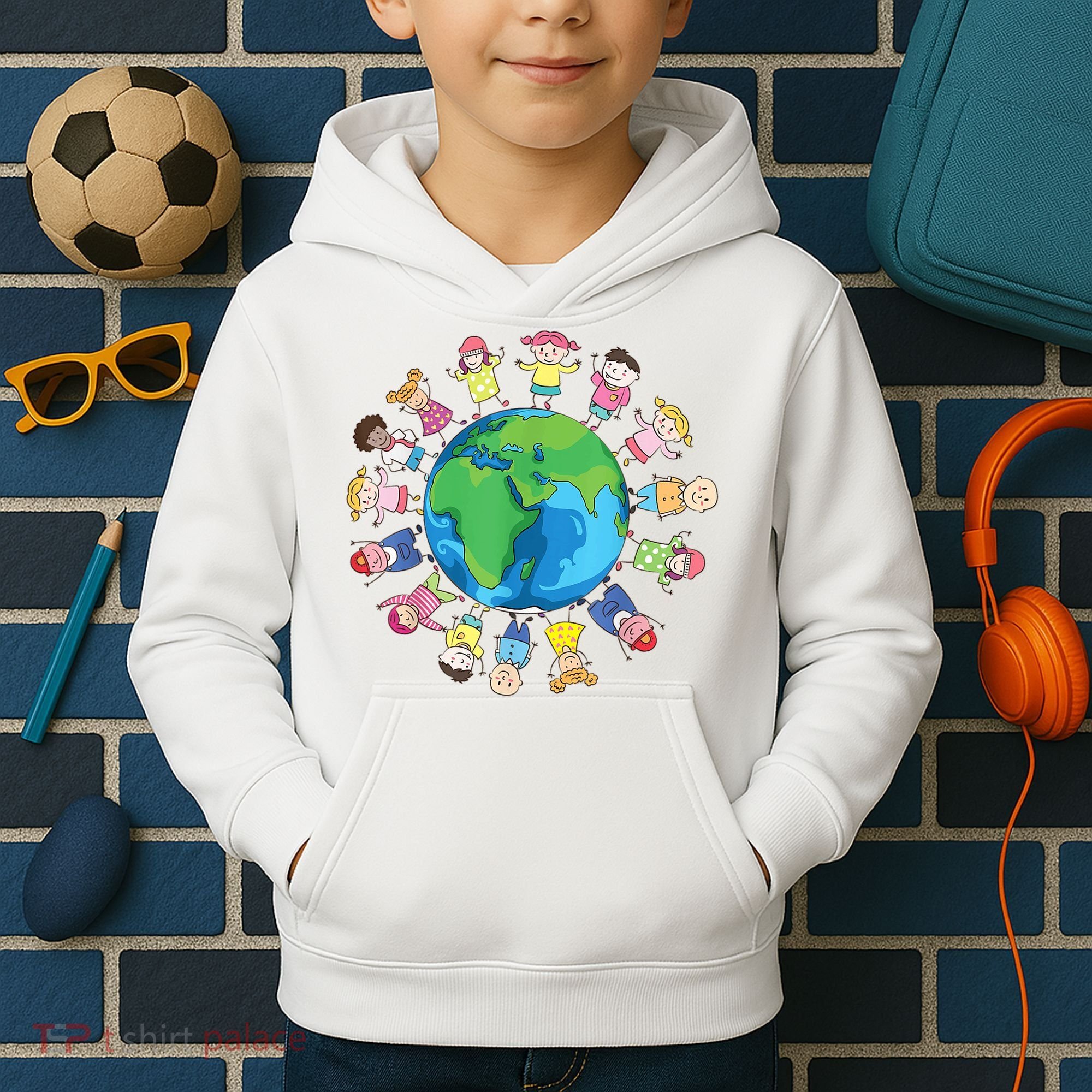 Happy Earth Day Children Around The World Kids Hoodie