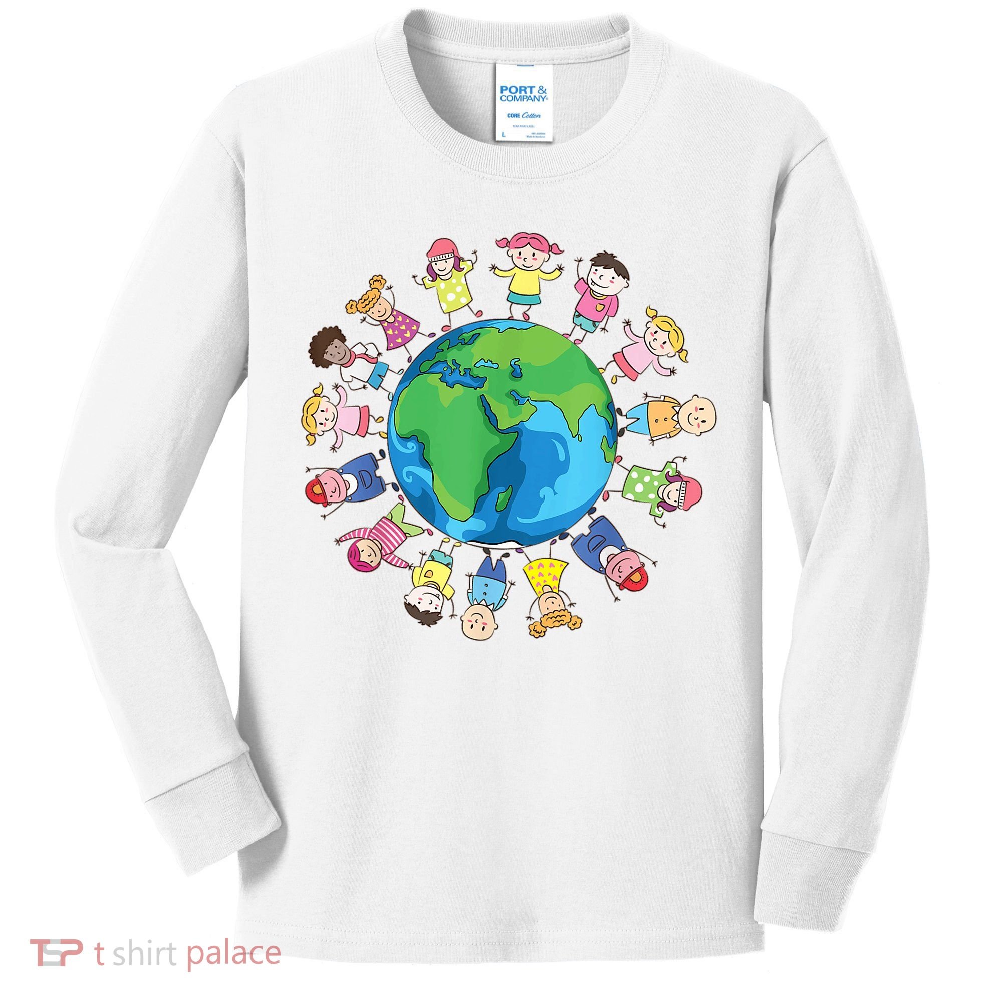 Happy Earth Day Children Around The World Kids Long Sleeve Shirt