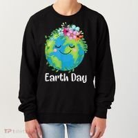 Happy Earth Day Cute Earth With Floral Earth Day Women's Sweatshirt thumb 0