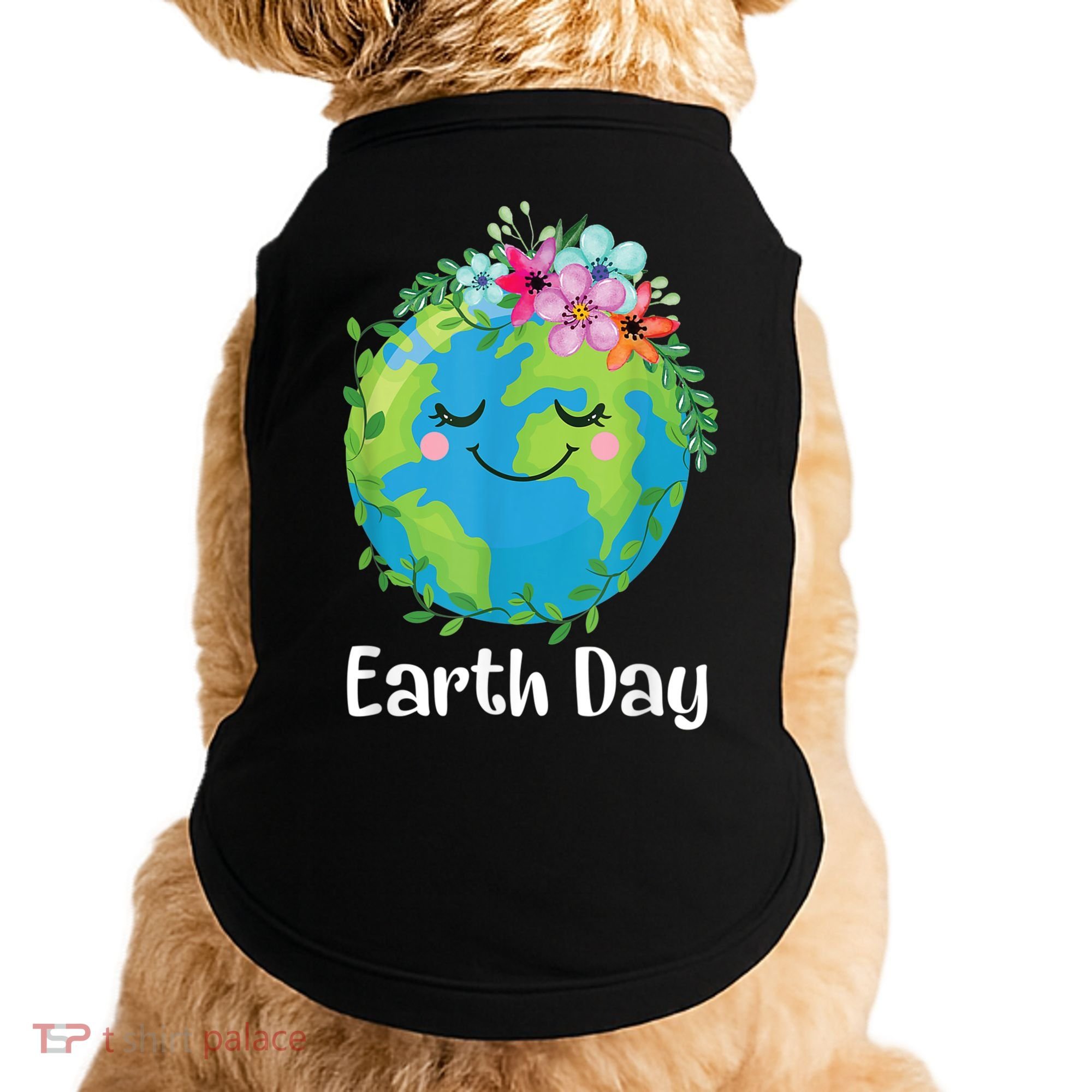 Happy Earth Day Cute Earth With Floral Earth Day Doggie Tank