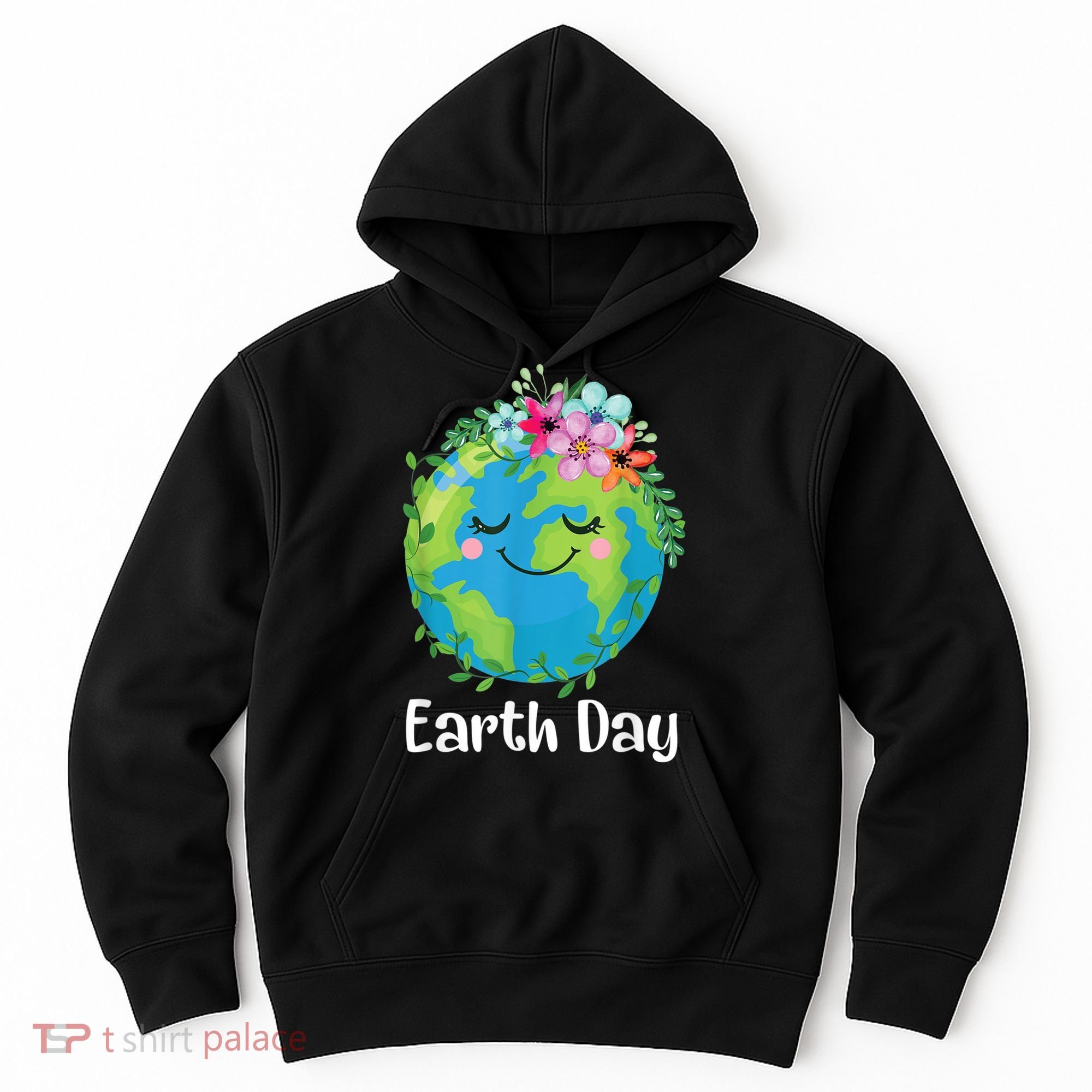 Happy Earth Day Cute Earth With Floral Earth Day Hoodie