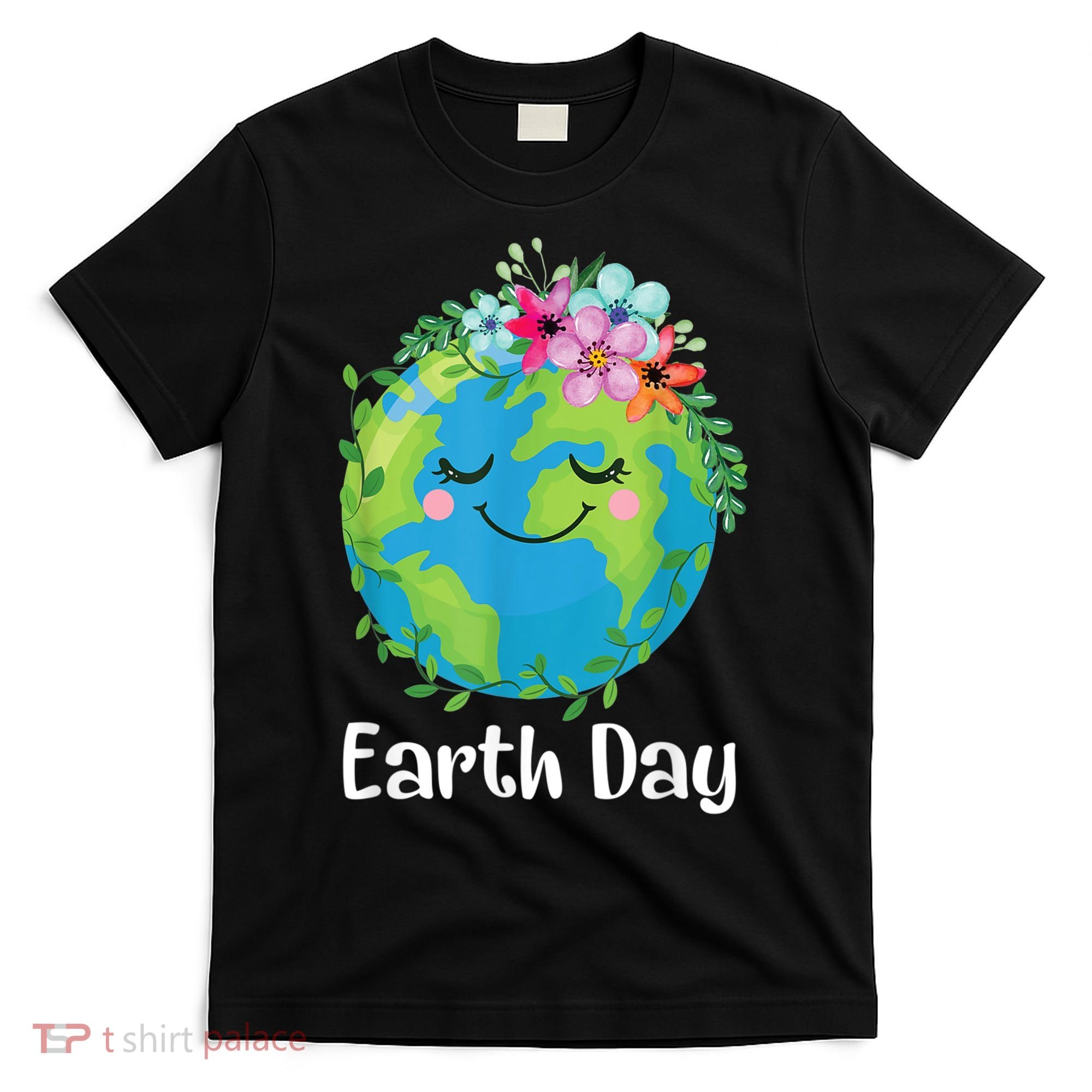 Happy Earth Day Cute Earth With Floral Earth Day T-Shirt