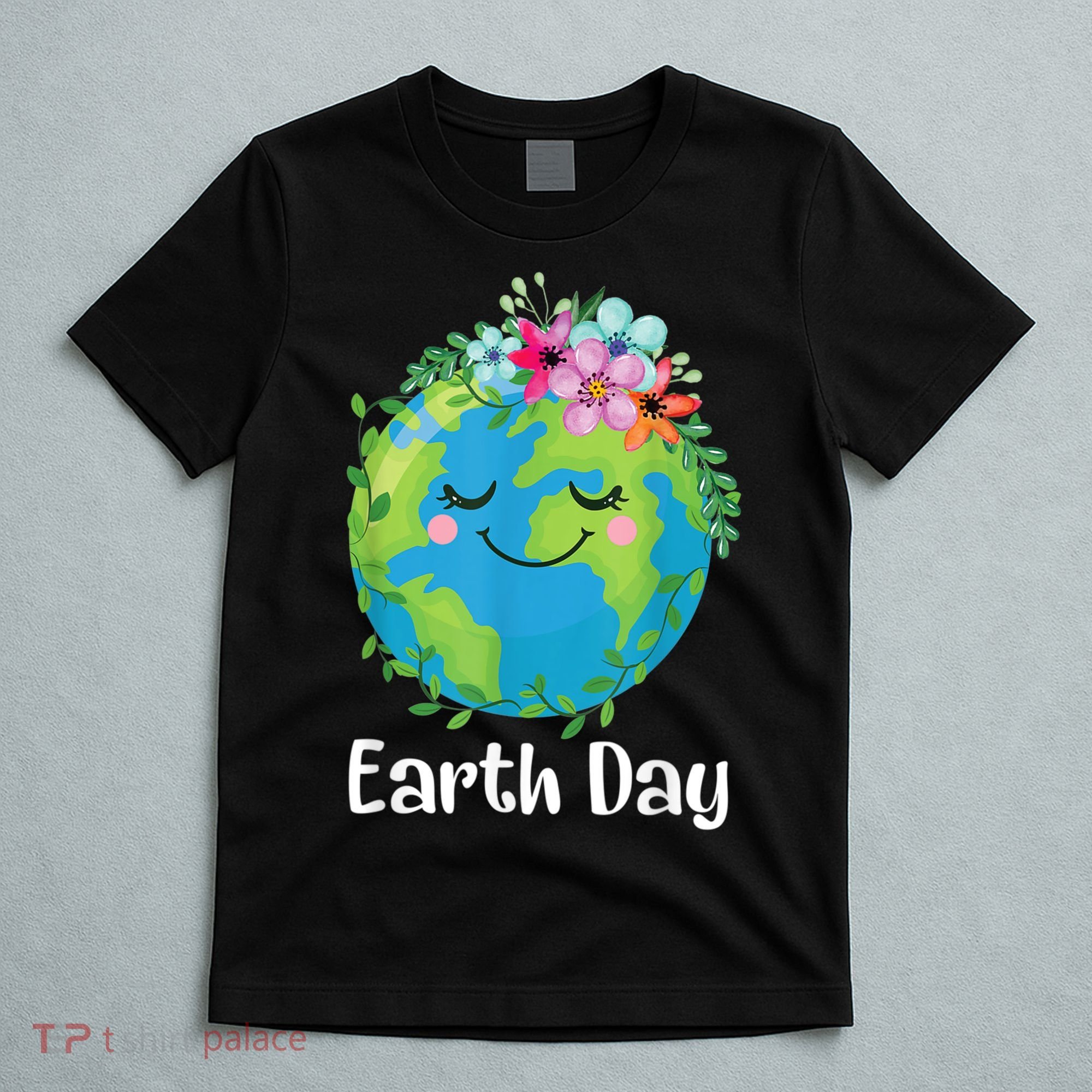 Happy Earth Day Cute Earth With Floral Earth Day T-Shirt