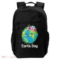Happy Earth Day Cute Earth With Floral Earth Day Backpack thumb 0
