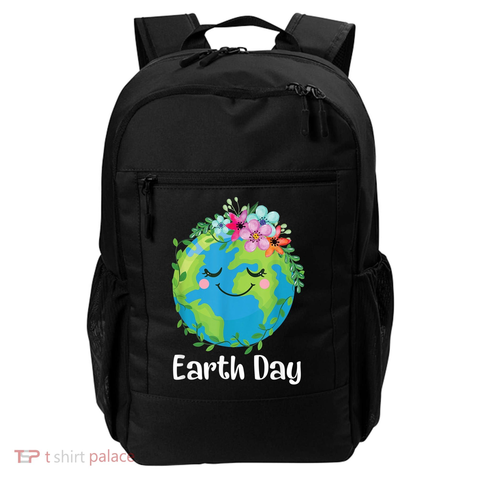 Happy Earth Day Cute Earth With Floral Earth Day Backpack