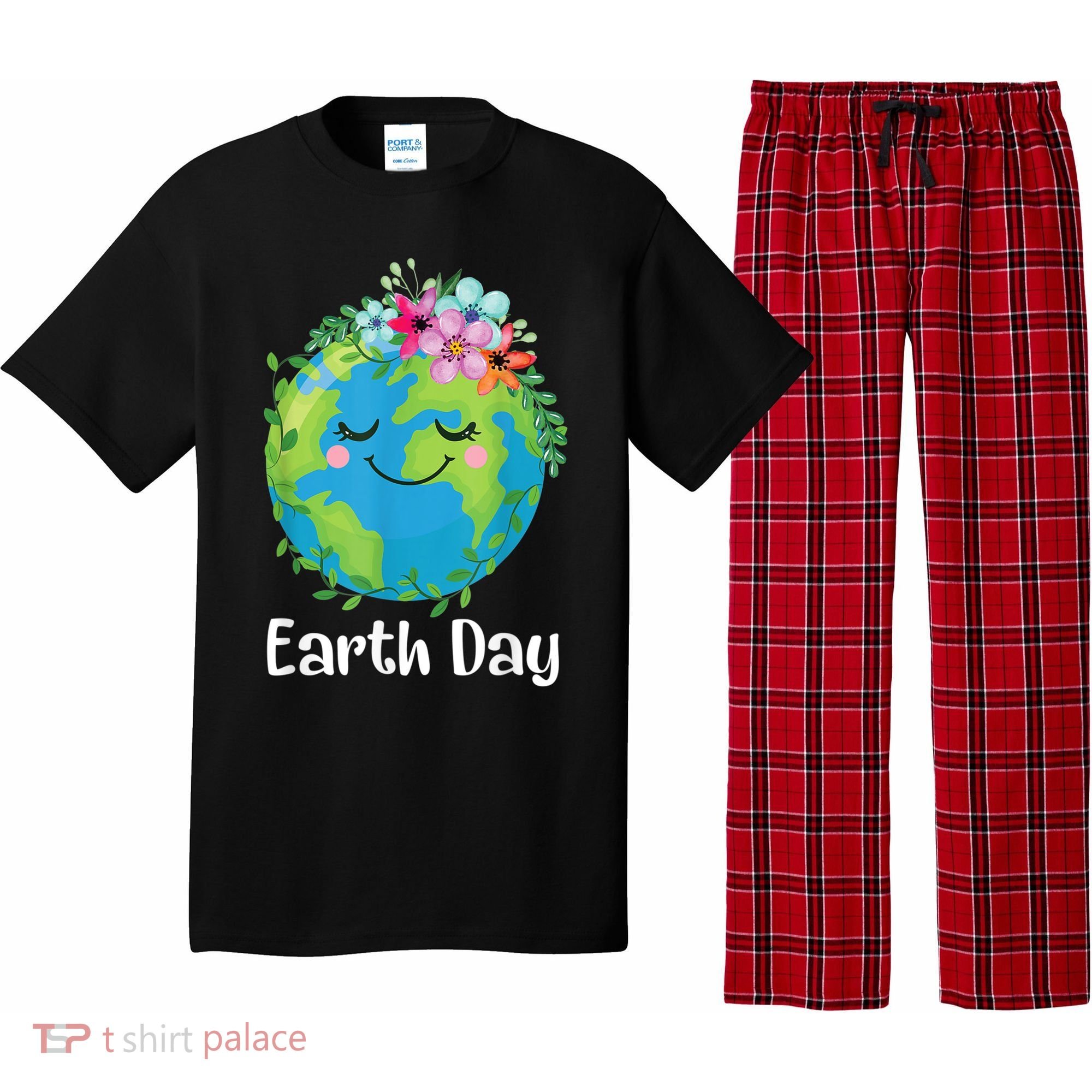 Happy Earth Day Cute Earth With Floral Earth Day Pajama Set