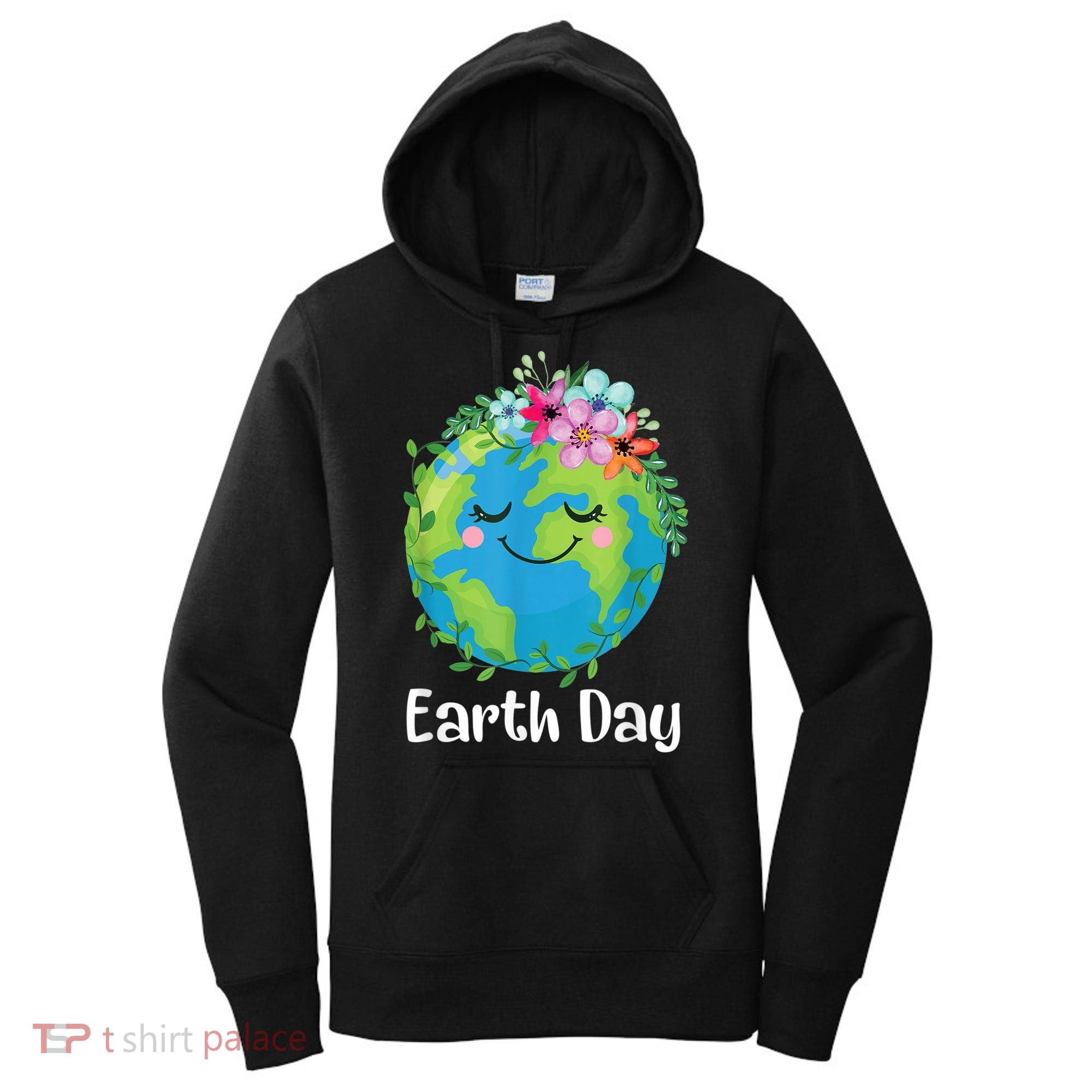 Happy Earth Day Cute Earth With Floral Earth Day Women's Hoodie