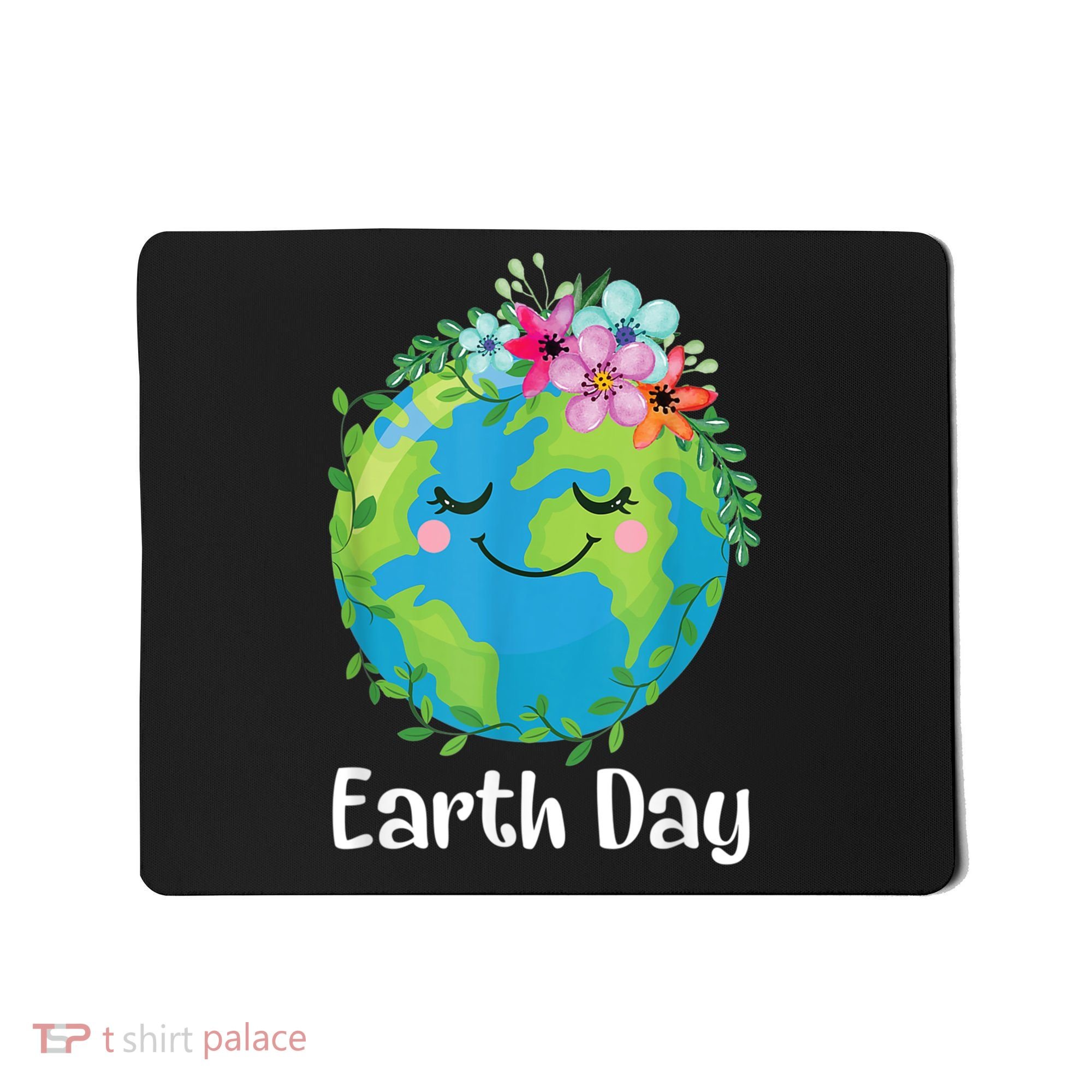 Happy Earth Day Cute Earth With Floral Earth Day Mousepad