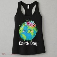 Happy Earth Day Cute Earth With Floral Earth Day Women's Tank Top thumb 3