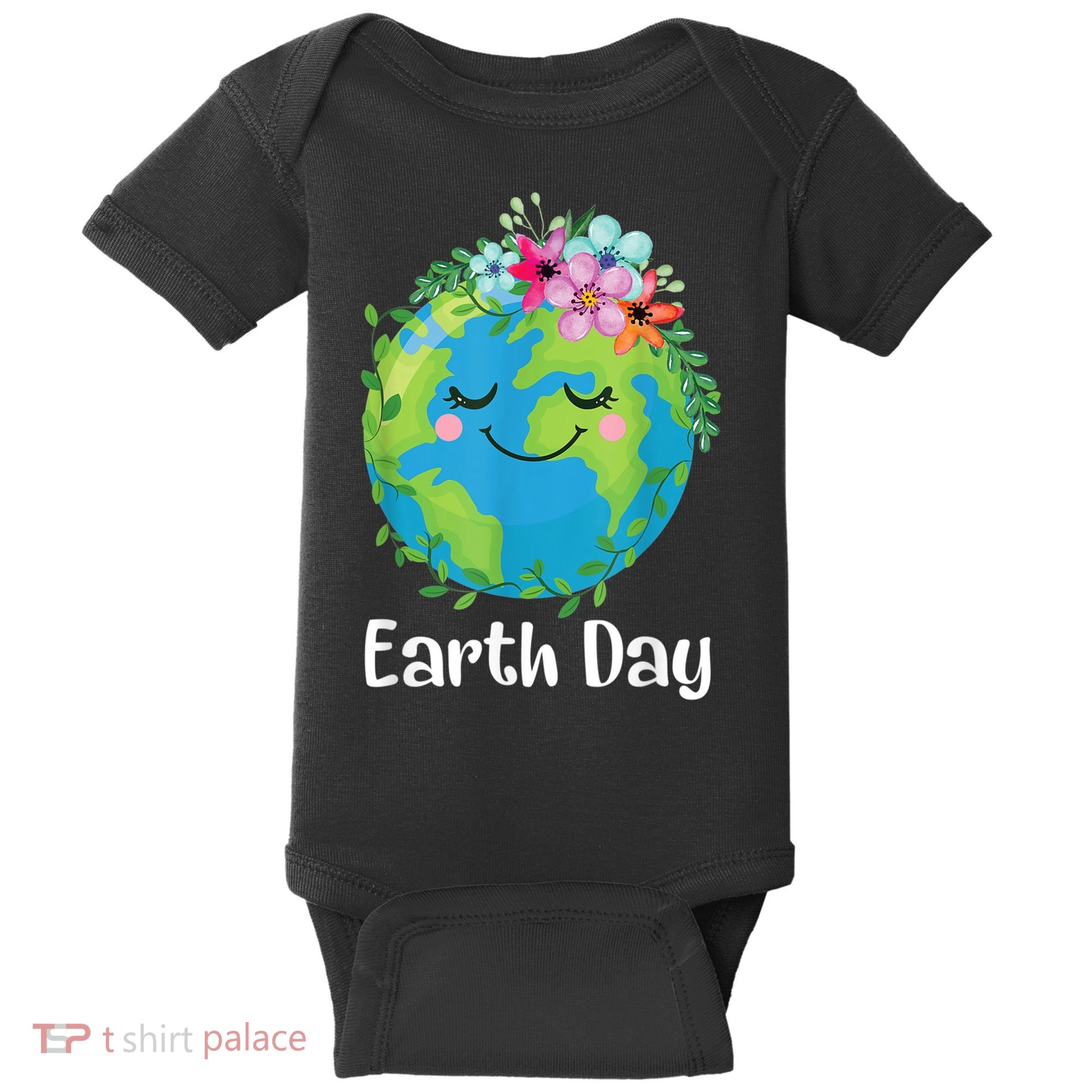 Happy Earth Day Cute Earth With Floral Earth Day Baby Bodysuit
