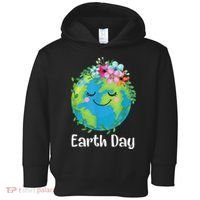 Happy Earth Day Cute Earth With Floral Earth Day Toddler Hoodie thumb 0