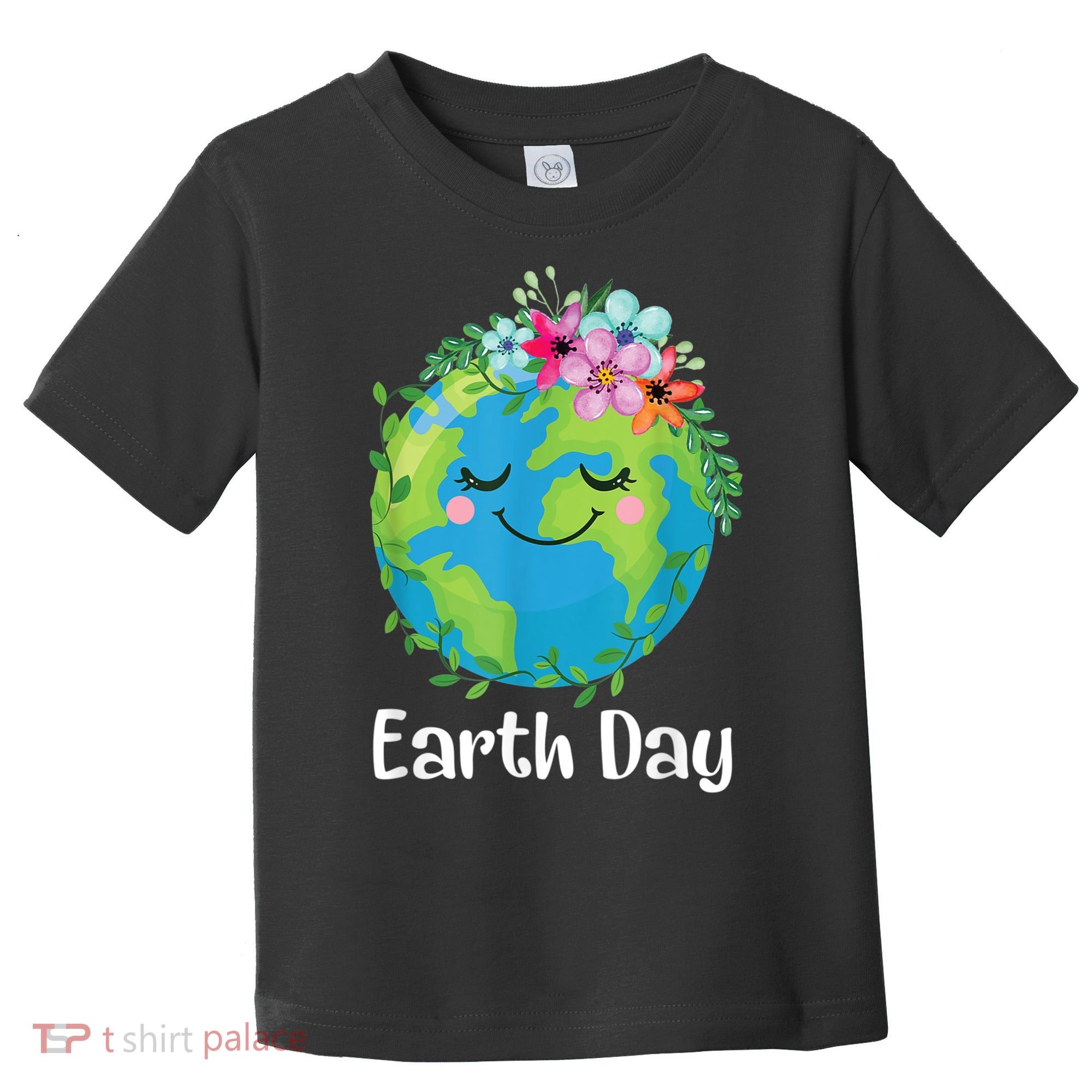 Happy Earth Day Cute Earth With Floral Earth Day Toddler T-Shirt
