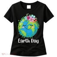 Happy Earth Day Cute Earth With Floral Earth Day Women's T-Shirt thumb 0