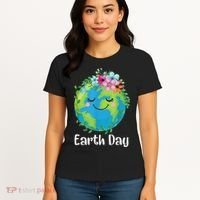 Happy Earth Day Cute Earth With Floral Earth Day Women's T-Shirt thumb 4