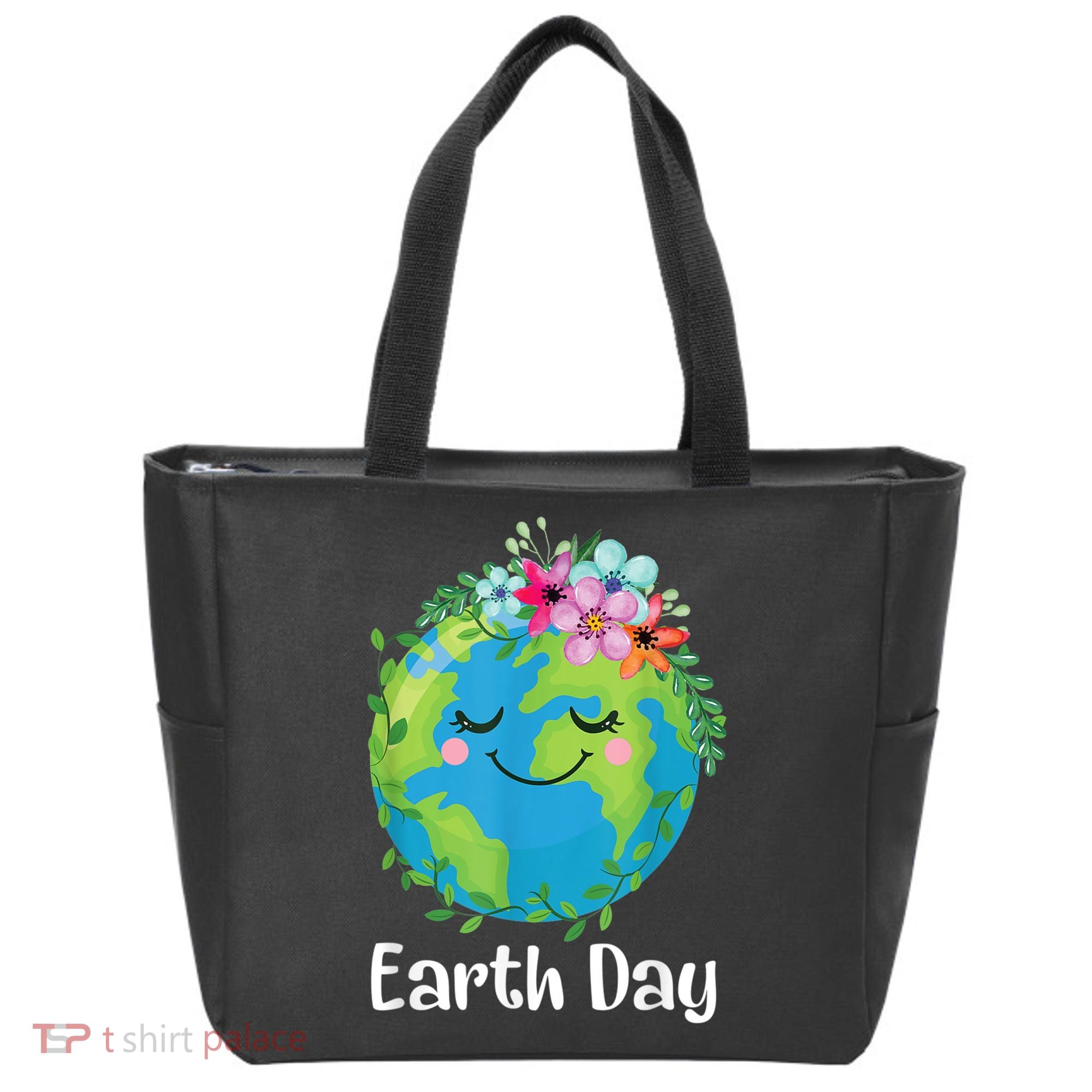 Happy Earth Day Cute Earth With Floral Earth Day Tote Bag