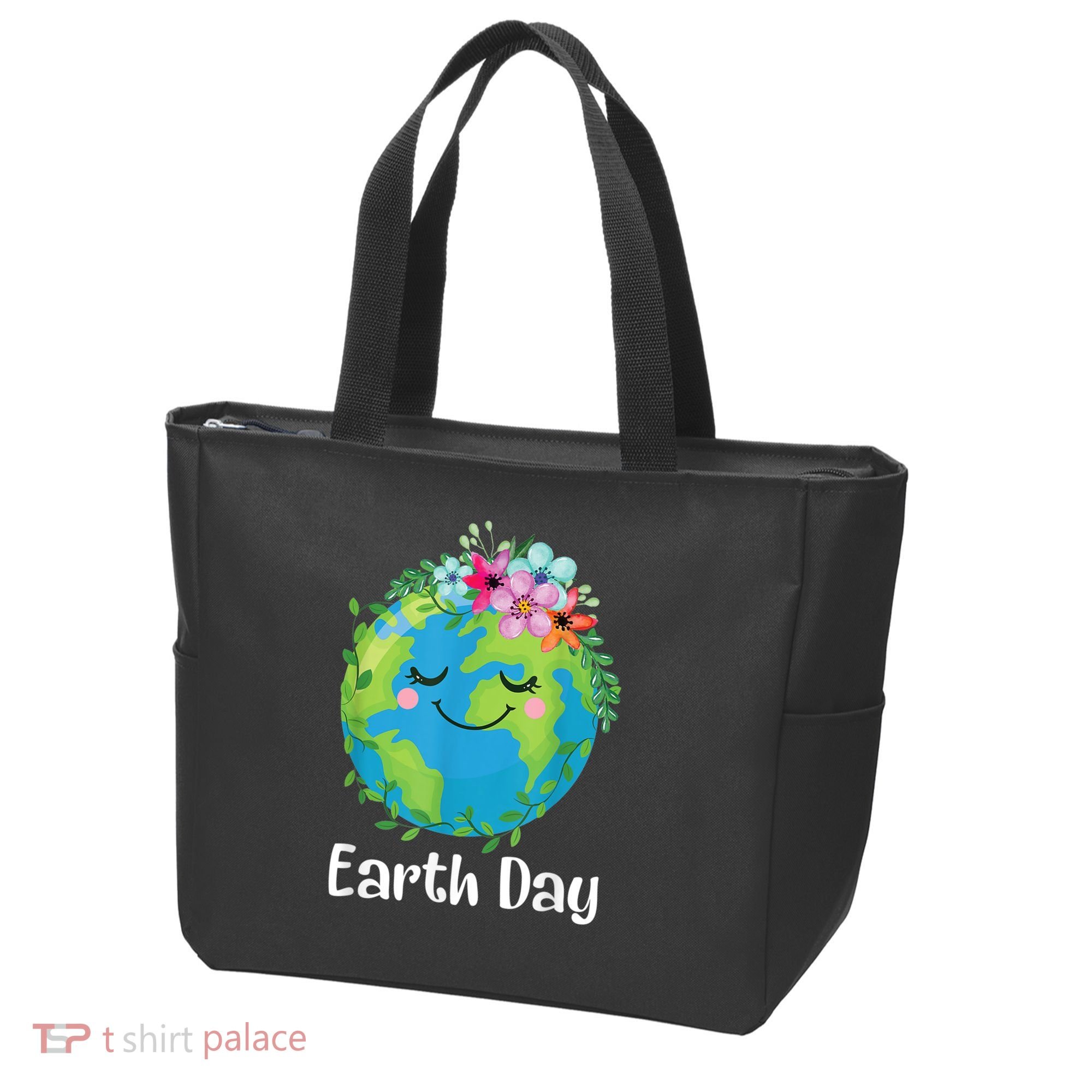 Happy Earth Day Cute Earth With Floral Earth Day Tote Bag