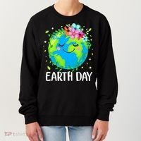 Happy Earth Day Cute Earth With Floral Earth Day Women's Sweatshirt thumb 0