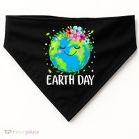 Happy Earth Day Cute Earth With Floral Earth Day USA-Made Doggie Bandana thumb 0