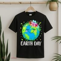 Happy Earth Day Cute Earth With Floral Earth Day T-Shirt thumb 2