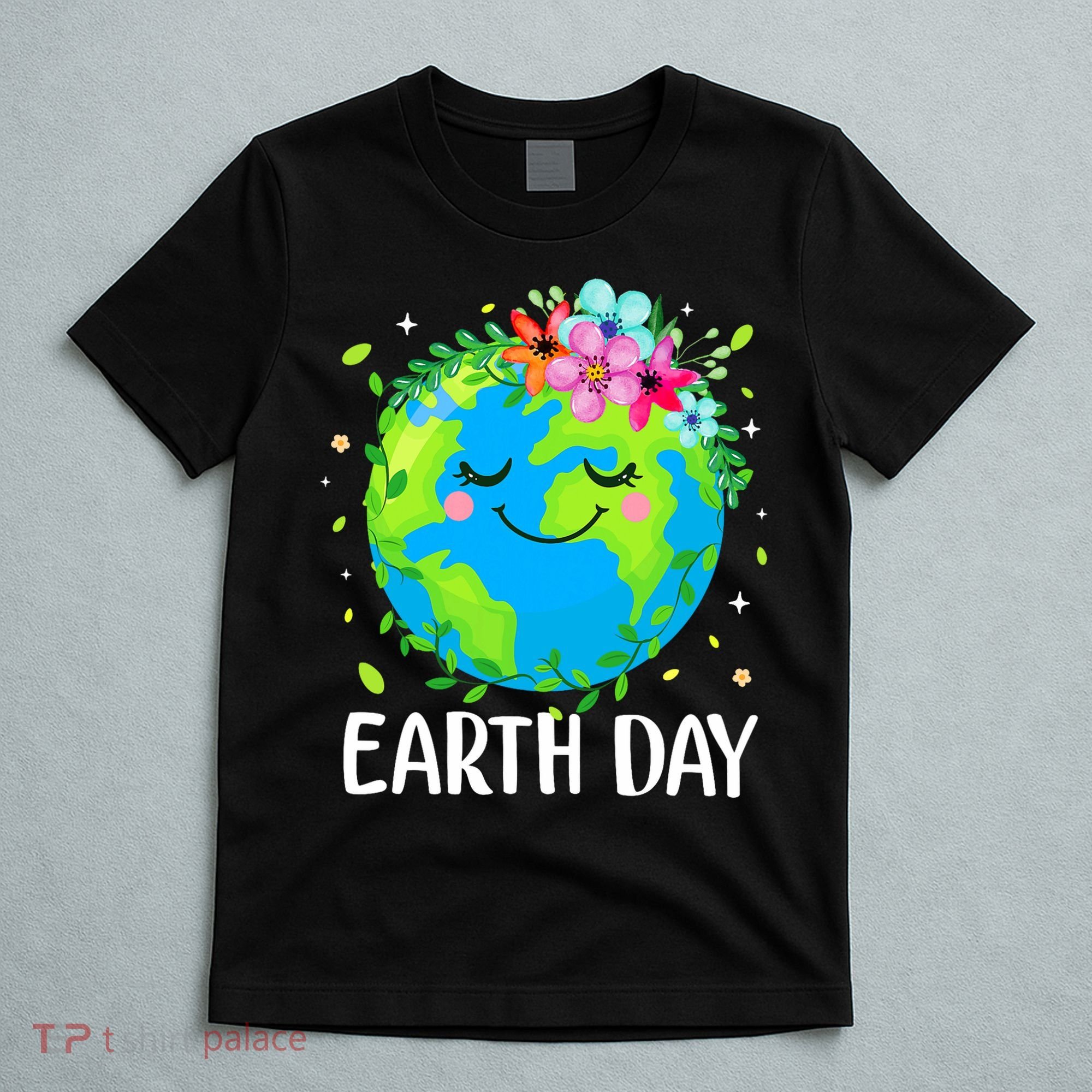 Happy Earth Day Cute Earth With Floral Earth Day T-Shirt