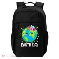 Happy Earth Day Cute Earth With Floral Earth Day Backpack thumb 0