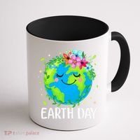 Happy Earth Day Cute Earth With Floral Earth Day Coffee Mug thumb 1