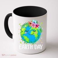 Happy Earth Day Cute Earth With Floral Earth Day Coffee Mug thumb 0