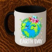 Happy Earth Day Cute Earth With Floral Earth Day Coffee Mug thumb 2