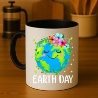 Happy Earth Day Cute Earth With Floral Earth Day Coffee Mug thumb 4