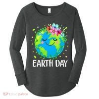 Happy Earth Day Cute Earth With Floral Earth Day Women's Perfect Tri Tunic Long Sleeve Shirt thumb 0