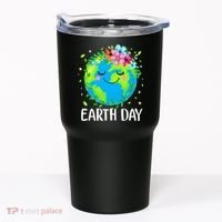 Happy Earth Day Cute Earth With Floral Earth Day Tumbler thumb 0