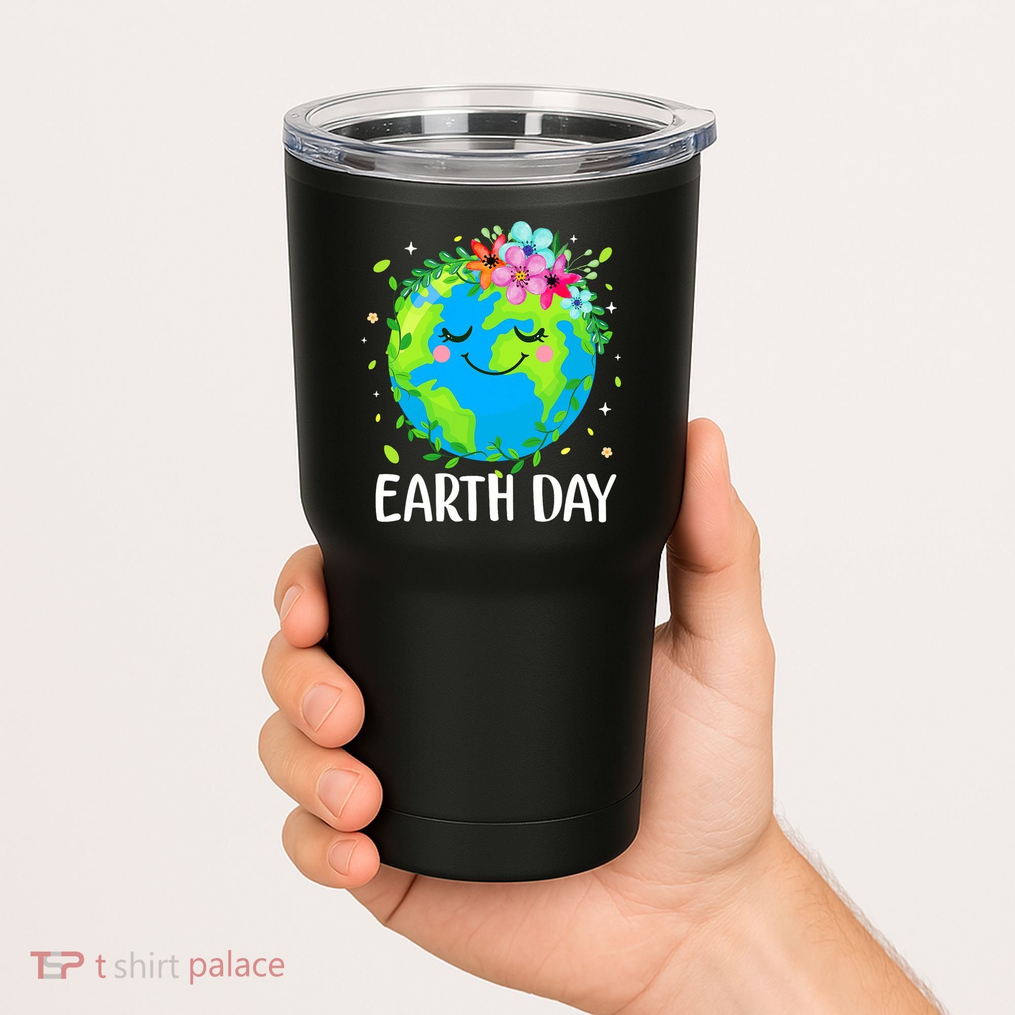 Happy Earth Day Cute Earth With Floral Earth Day Tumbler