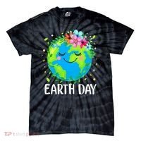 Happy Earth Day Cute Earth With Floral Earth Day Tie-Dye T-Shirt thumb 0