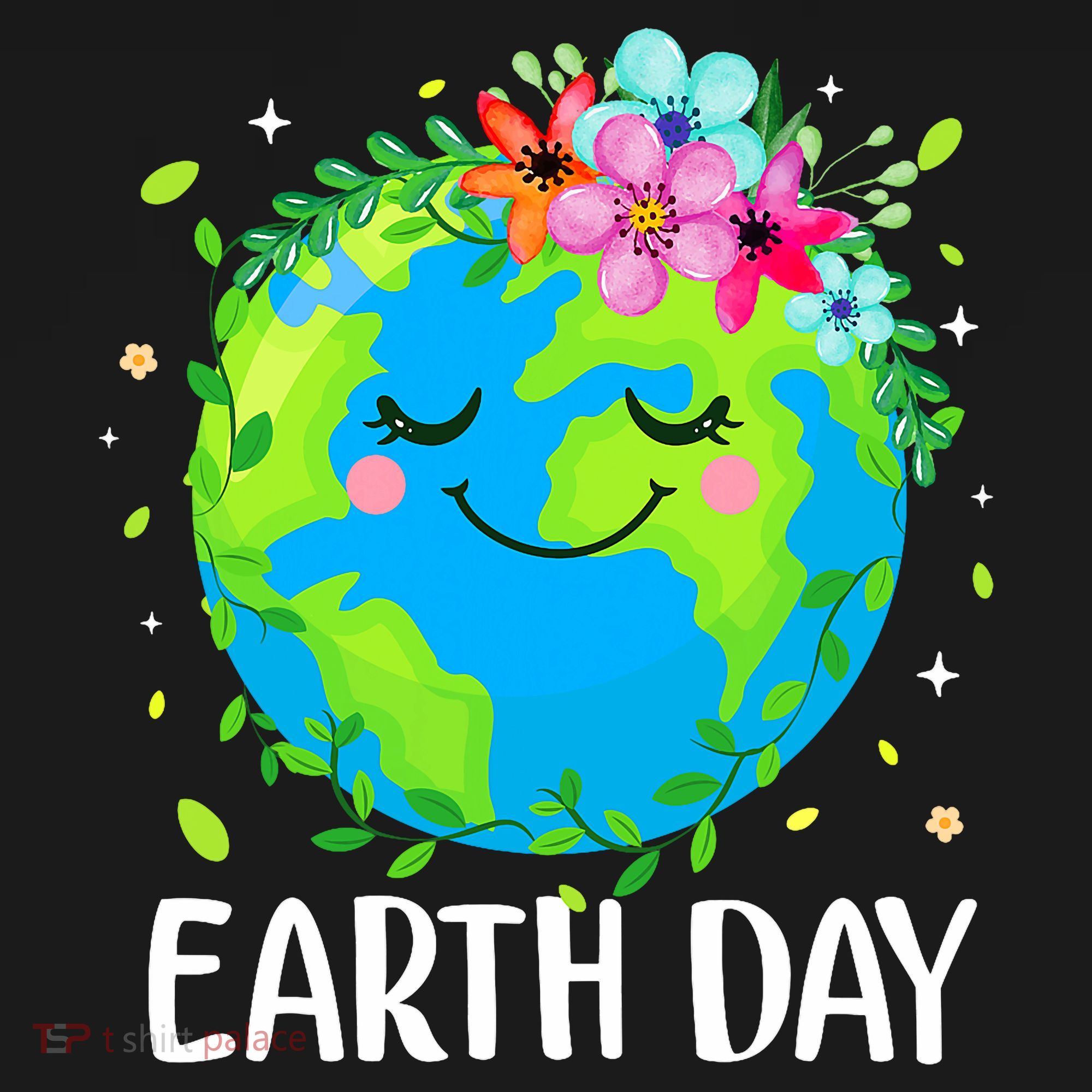 Happy Earth Day Cute Earth With Floral Earth Day Tie-Dye T-Shirt