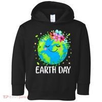 Happy Earth Day Cute Earth With Floral Earth Day Toddler Hoodie thumb 0