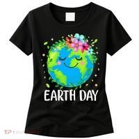Happy Earth Day Cute Earth With Floral Earth Day Women's T-Shirt thumb 0