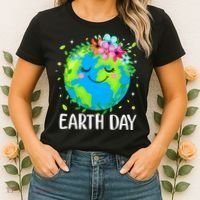 Happy Earth Day Cute Earth With Floral Earth Day Women's T-Shirt thumb 2