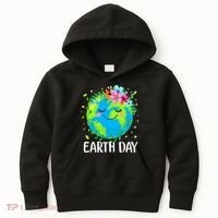 Happy Earth Day Cute Earth With Floral Earth Day Kids Hoodie thumb 0