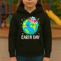 Happy Earth Day Cute Earth With Floral Earth Day Kids Hoodie thumb 3