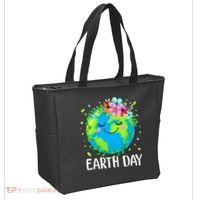 Happy Earth Day Cute Earth With Floral Earth Day Tote Bag thumb 2