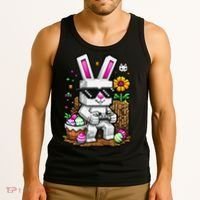 Happy Easter Day Bunny Egg Video Game Gamer Tank Top thumb 3
