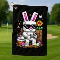 Happy Easter Day Bunny Egg Video Game Gamer Golf Towel thumb 1