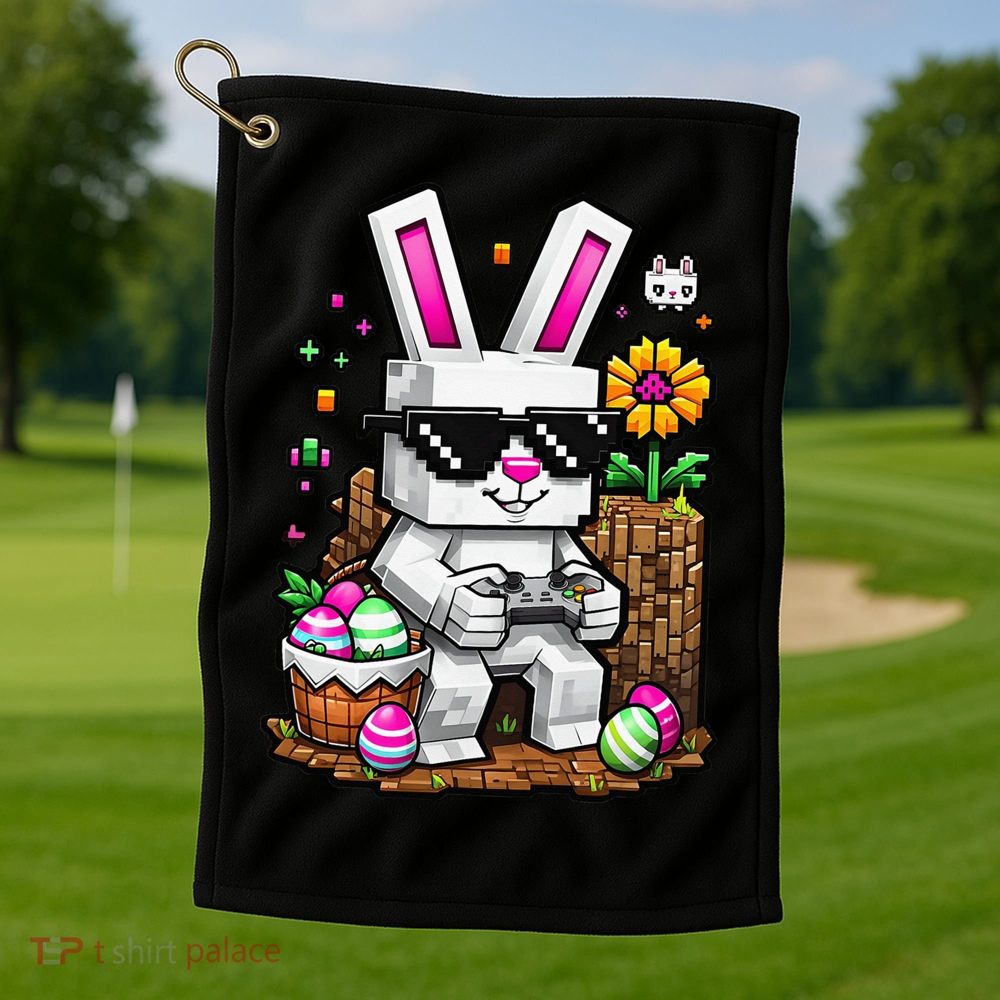 Happy Easter Day Bunny Egg Video Game Gamer Golf Towel